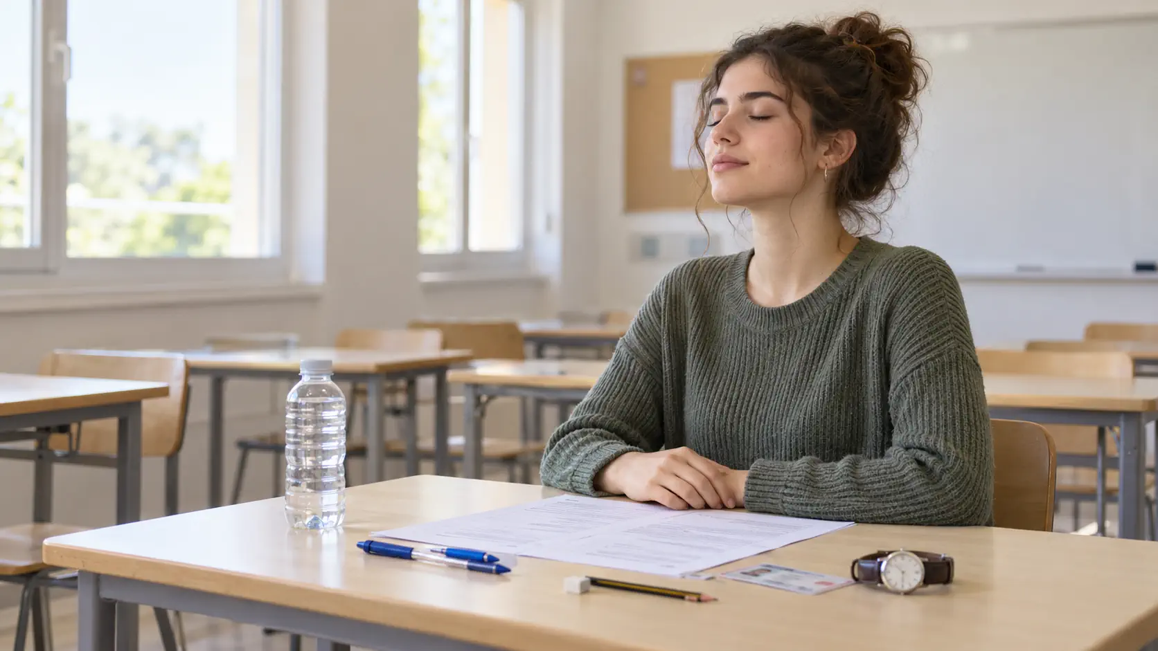 chica respirando para controlar los nervios en la prueba de acceso a un ciclo